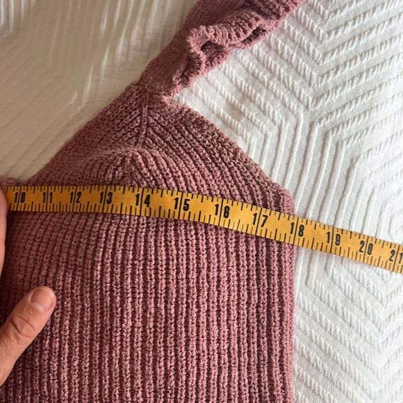 Madewell Ruffle-Strap Button-Front Sweater Tank, pink, size XS - Picture 5 of 9